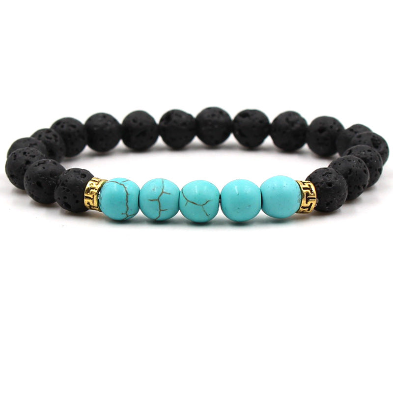 Five‑Stone Chakra Bracelet – Volcanic Lava Yoga Beads
