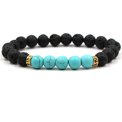 Five‑Stone Chakra Bracelet – Volcanic Lava Yoga Beads