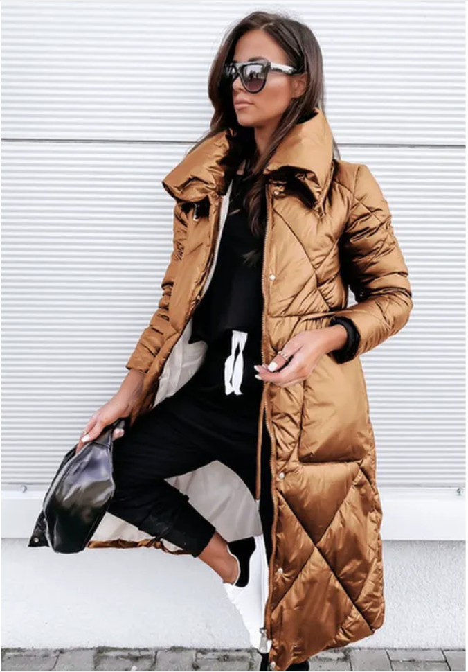 Plus Size Winter Long Coat – Warm Zipper Style