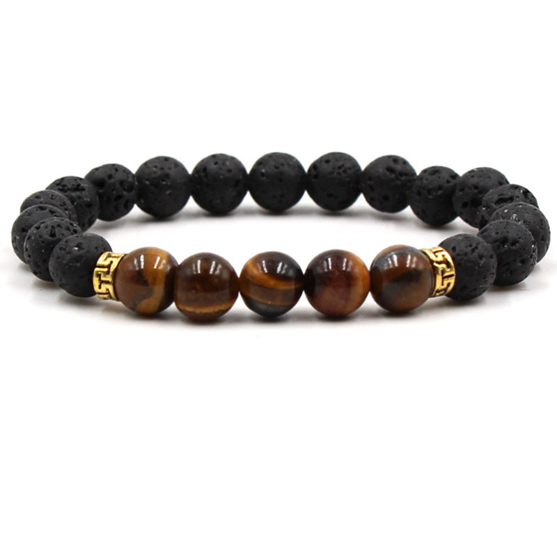 Five‑Stone Chakra Bracelet – Volcanic Lava Yoga Beads