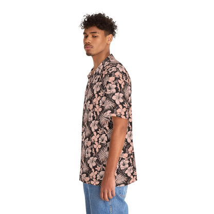 Men’s Pink Floral Hawaiian Shirt – Tropical Button‑Down