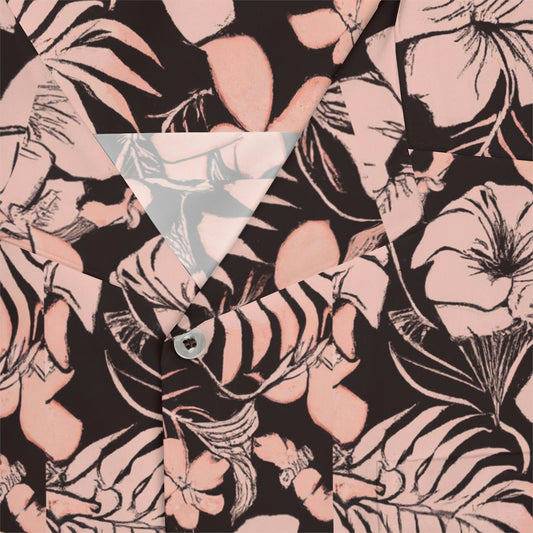 Men’s Pink Floral Hawaiian Shirt – Tropical Button‑Down