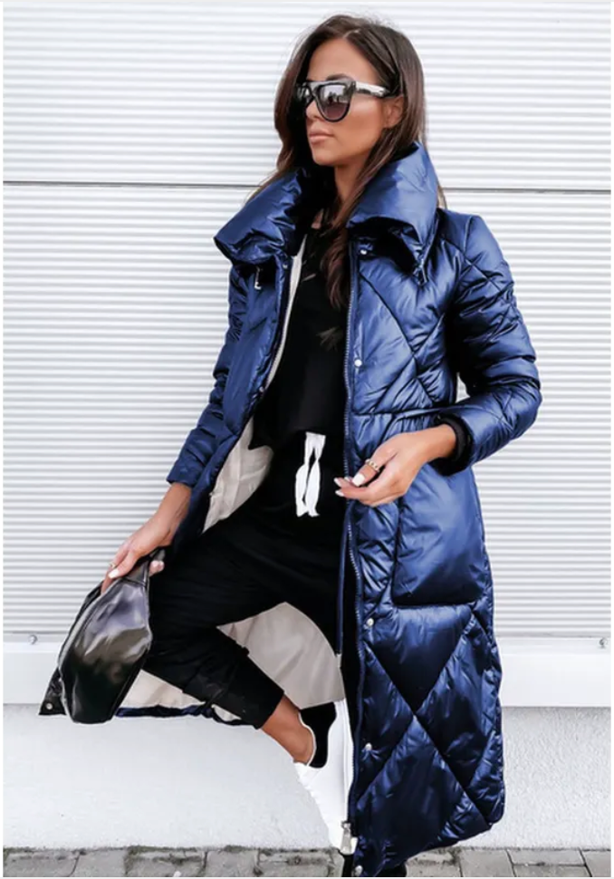 Plus Size Winter Long Coat – Warm Zipper Style