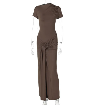 Pleated Lace‑Up Midi Dress – Elegant All‑Day Style