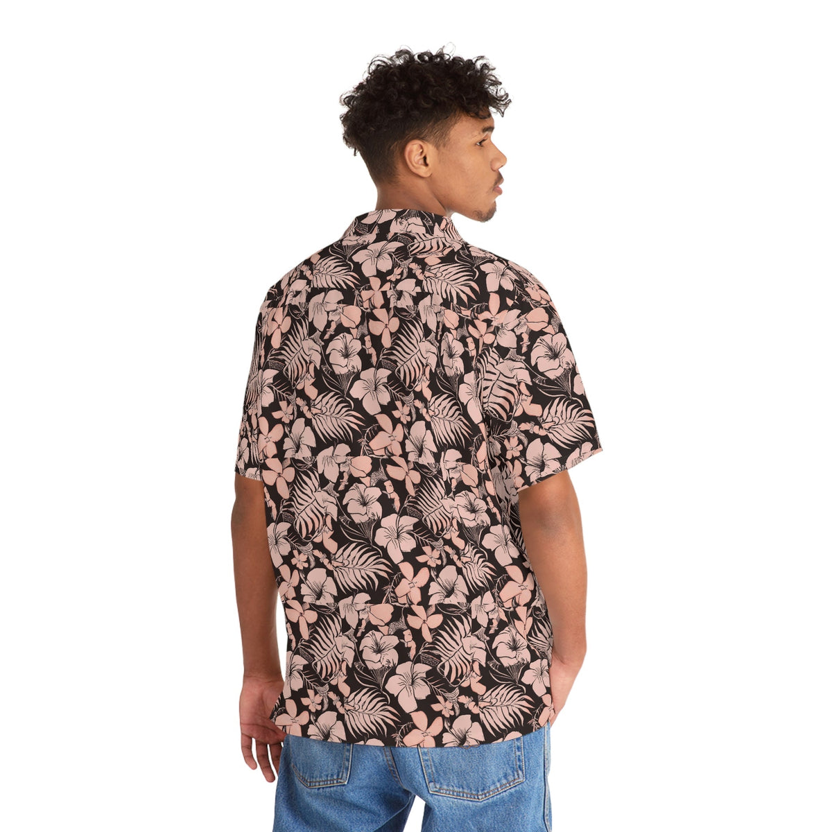 Men’s Pink Floral Hawaiian Shirt – Tropical Button‑Down