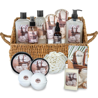 Coconut & Vanilla Spa Gift Set – Luxury Bath Basket (15‑Piece)