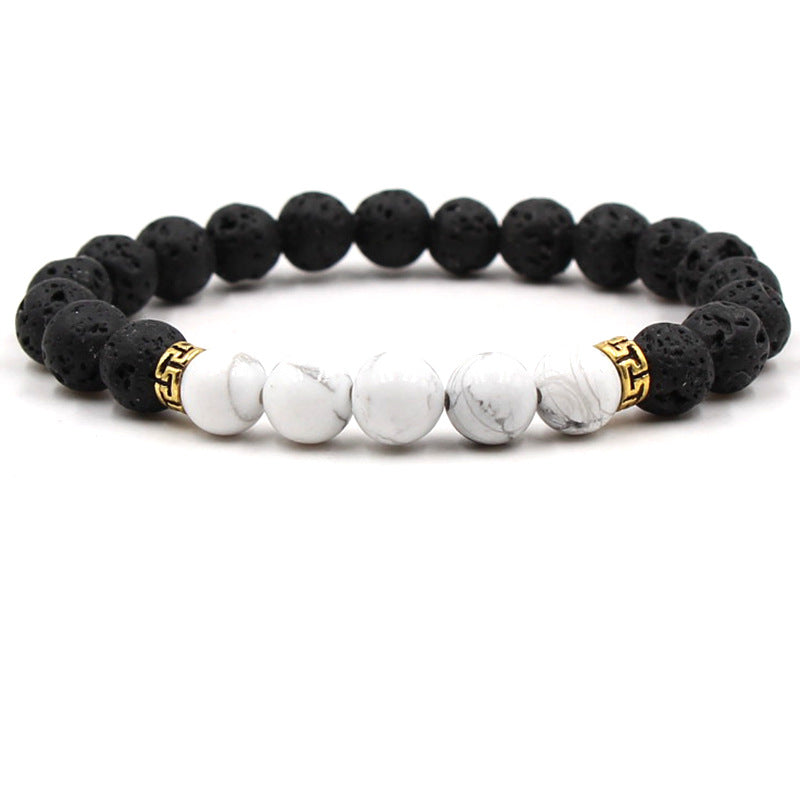 Five‑Stone Chakra Bracelet – Volcanic Lava Yoga Beads