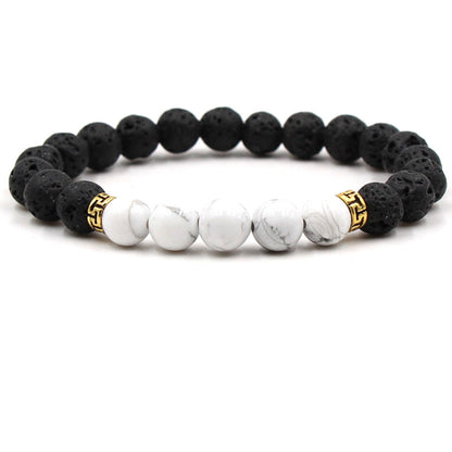 Five‑Stone Chakra Bracelet – Volcanic Lava Yoga Beads