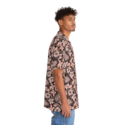 Men’s Pink Floral Hawaiian Shirt – Tropical Button‑Down