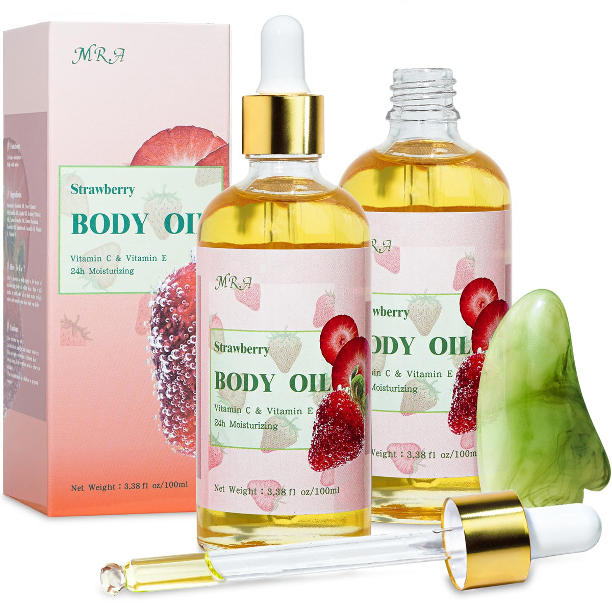 Strawberry Body Oil – 2 Pack Hydrating Vitamin E Blend