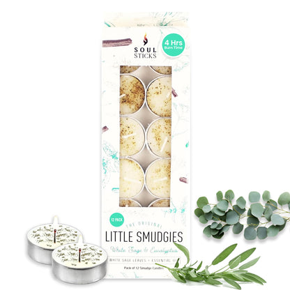 Smudge Tealight Candles – 12 Pack White Sage & Eucalyptus