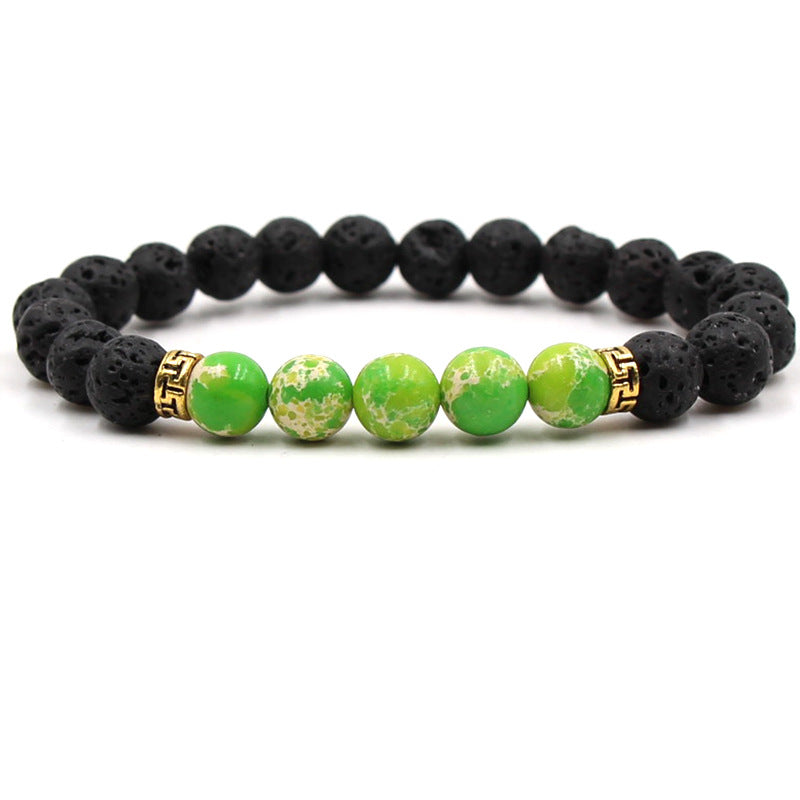 Five‑Stone Chakra Bracelet – Volcanic Lava Yoga Beads
