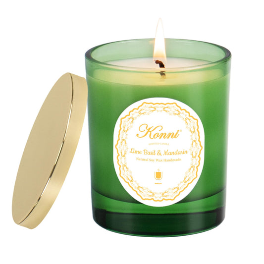 Lime Basil & Mandarin Scented Candle – 7oz Soy Aromatherapy
