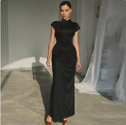 Pleated Lace‑Up Midi Dress – Elegant All‑Day Style
