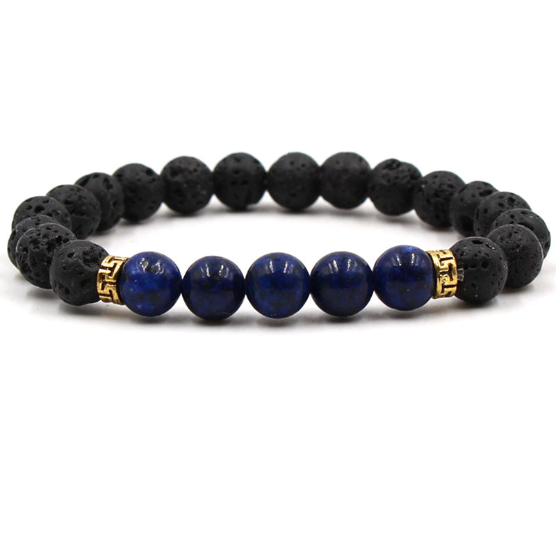 Five‑Stone Chakra Bracelet – Volcanic Lava Yoga Beads