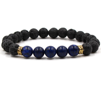 Five‑Stone Chakra Bracelet – Volcanic Lava Yoga Beads
