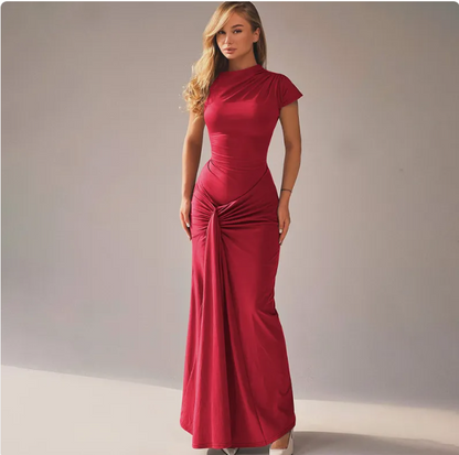 Pleated Lace‑Up Midi Dress – Elegant All‑Day Style
